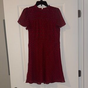 LOFT Red Mini Dress with Pattern